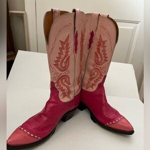 Lucchese 1883 Pink Embroidered Western CowgirlBoots